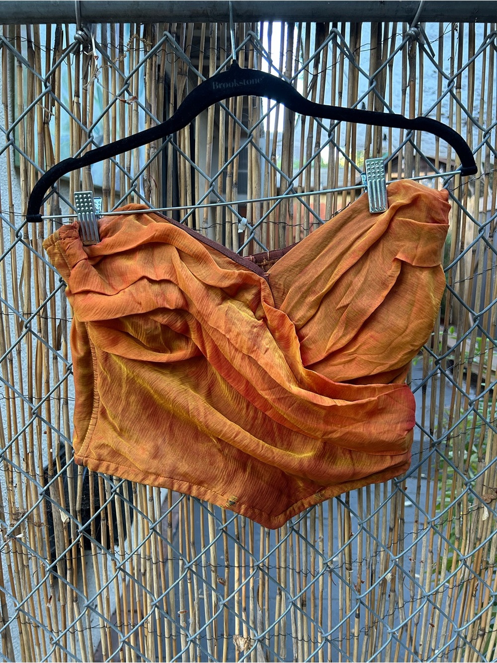 Vintage Bergdorf Goodman Silk Draped Ruched Women’s Orange Bohemian Corset